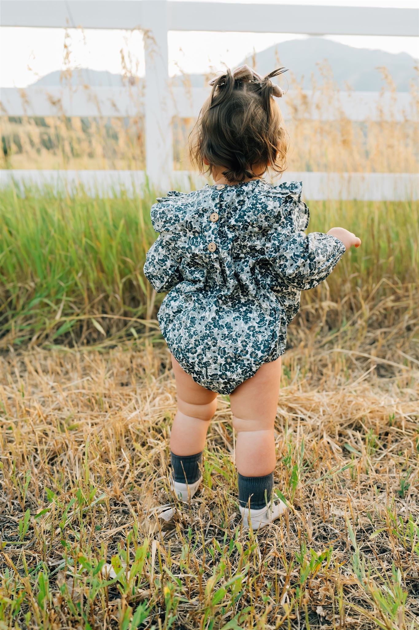 Mebie Baby Long Sleeve Romper - Liberty Floral - Atara & Co