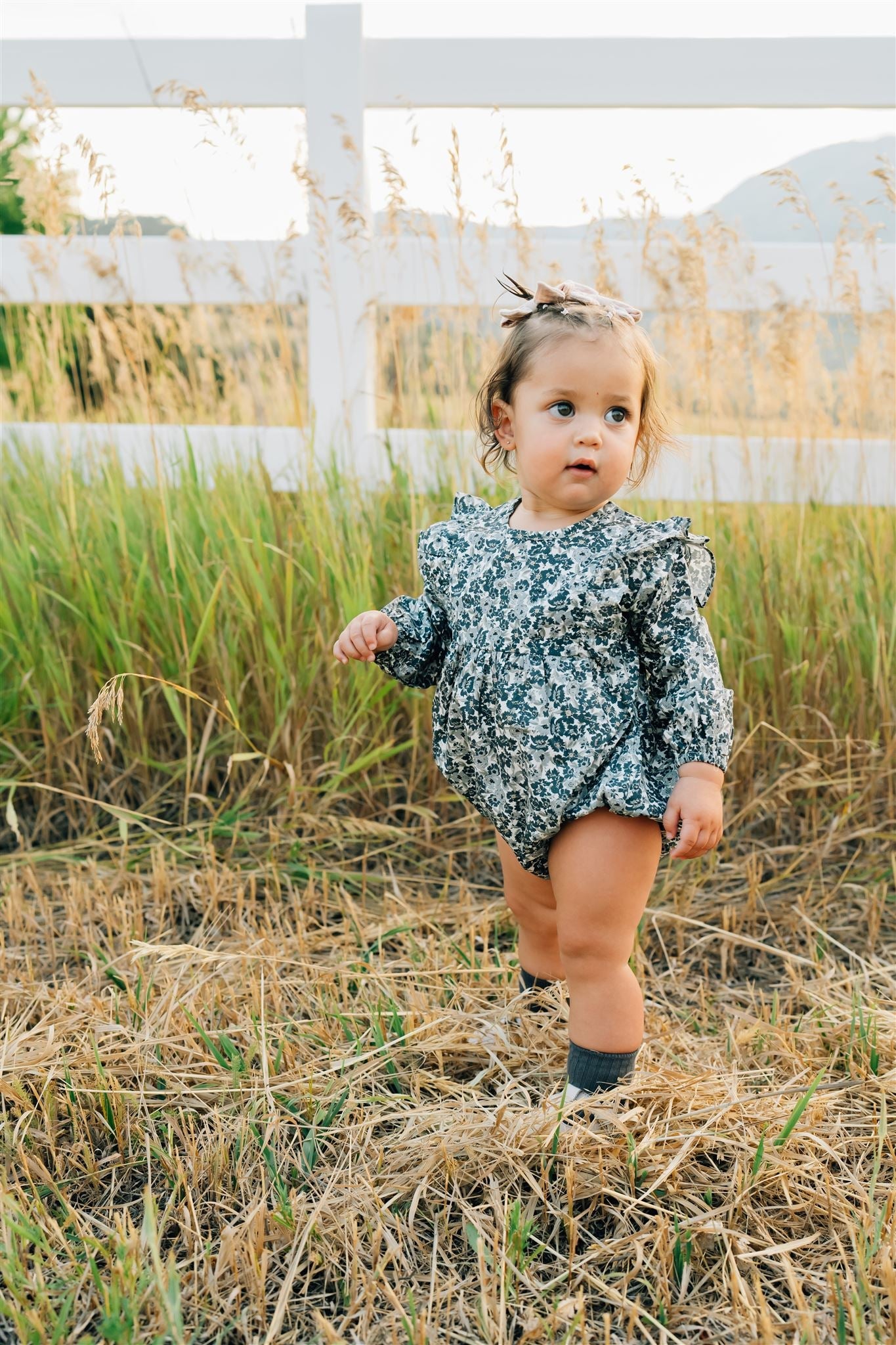 Mebie Baby Long Sleeve Romper - Liberty Floral - Atara & Co