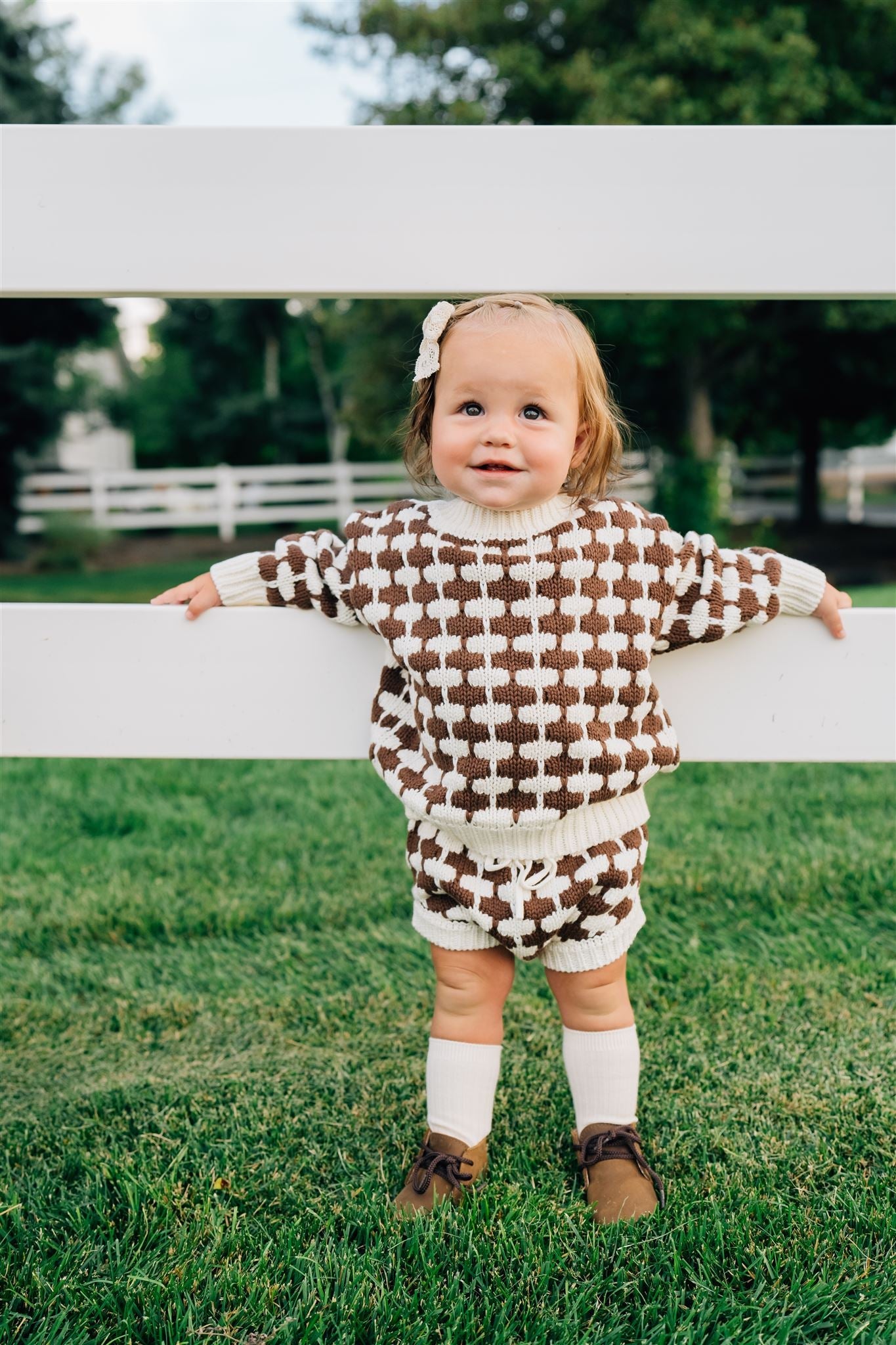 Mebie Baby Brown + Cream Knit Bloomers - Atara & Co