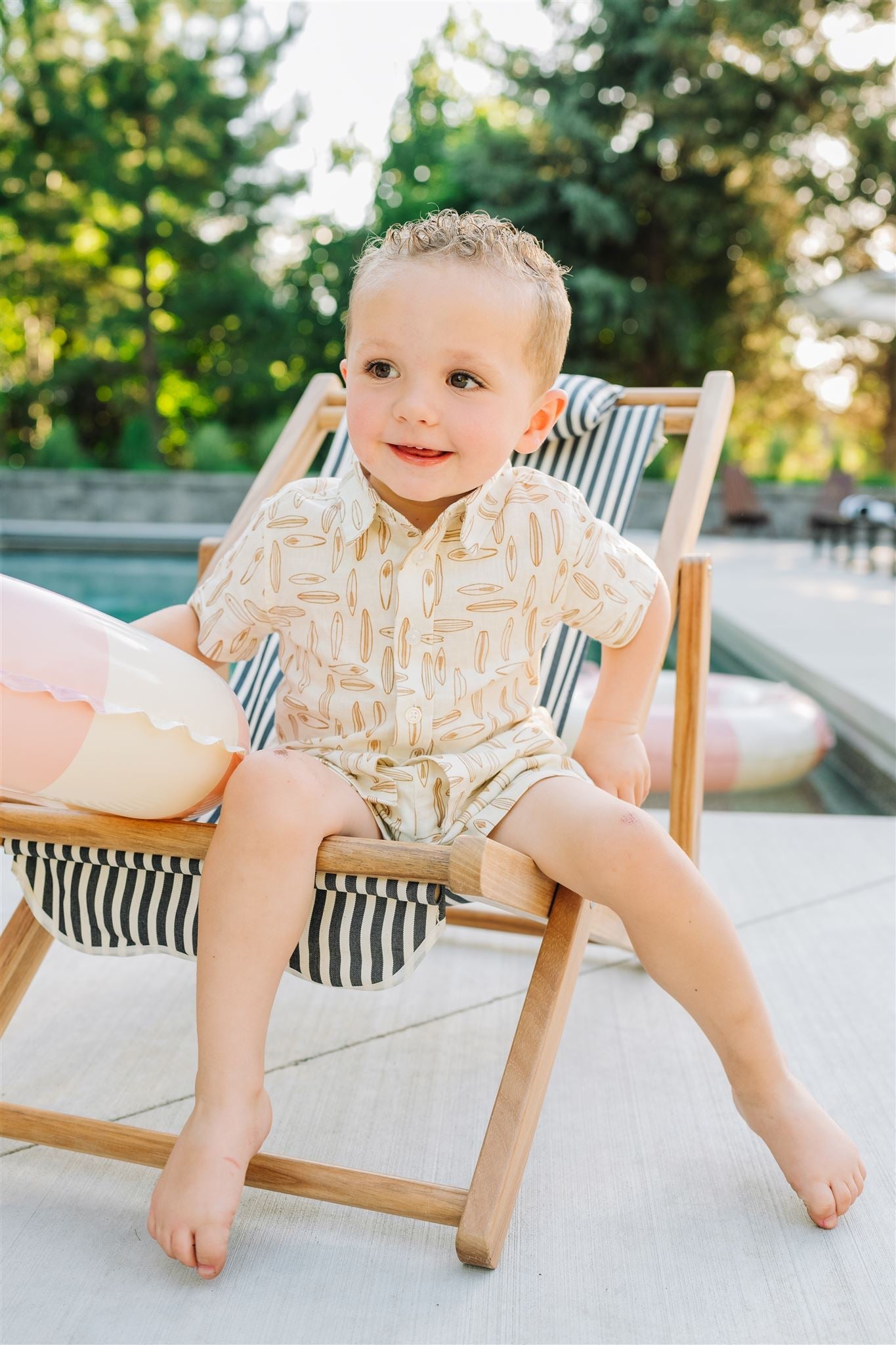 Mebie Baby Linen Button Up Shirt - Surfboard