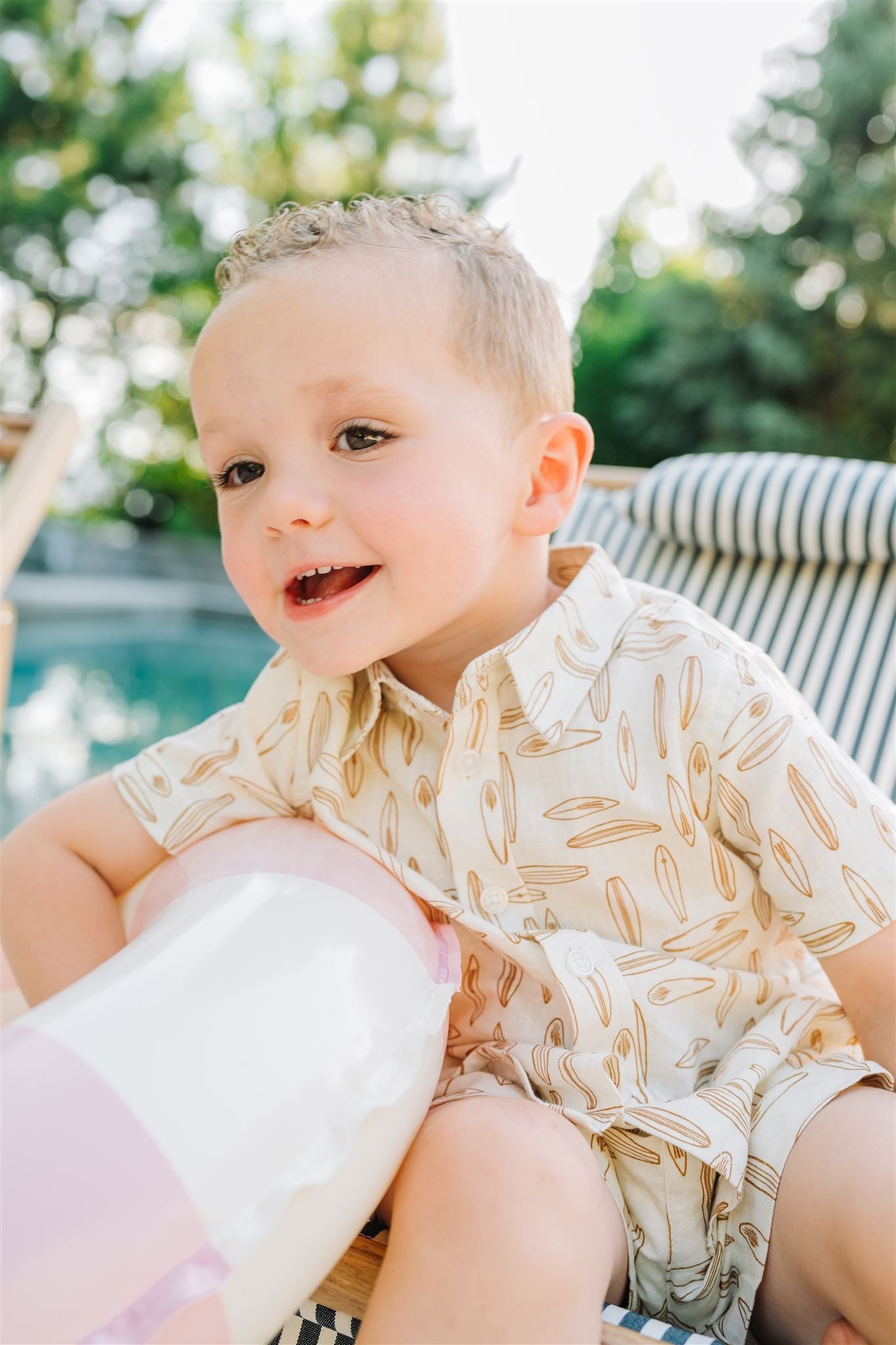 Mebie Baby Linen Button Up Shirt - Surfboard