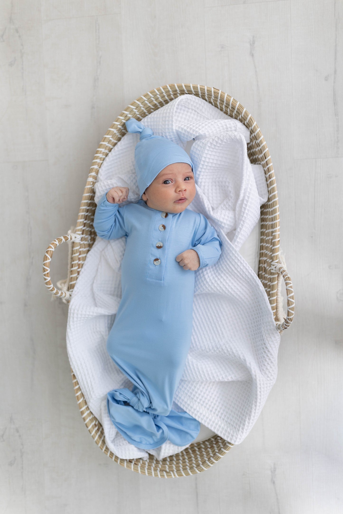 Stroller Society Knotted Gown Set - Baby Blue - Atara & Co