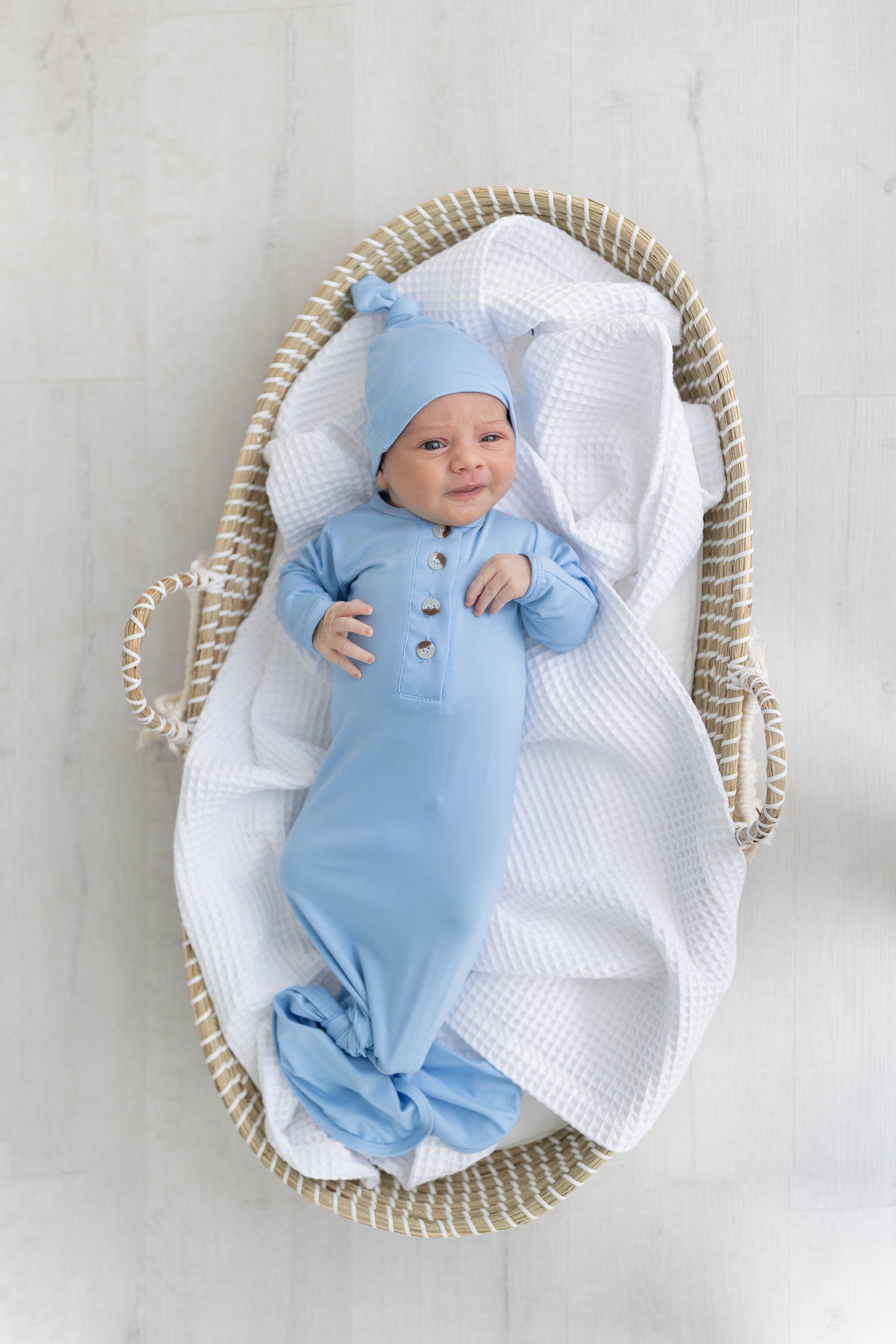 Stroller Society Knotted Gown Set - Baby Blue - Atara & Co