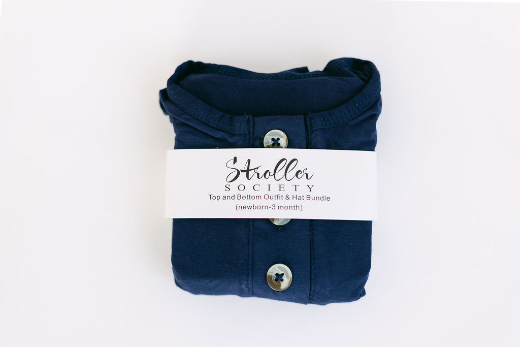 Stroller Society Top + Bottom Set - Navy - Atara & Co