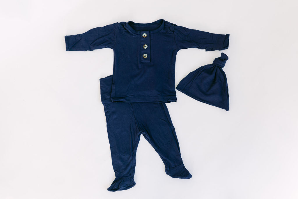 Stroller Society Top + Bottom Set - Navy - Atara & Co