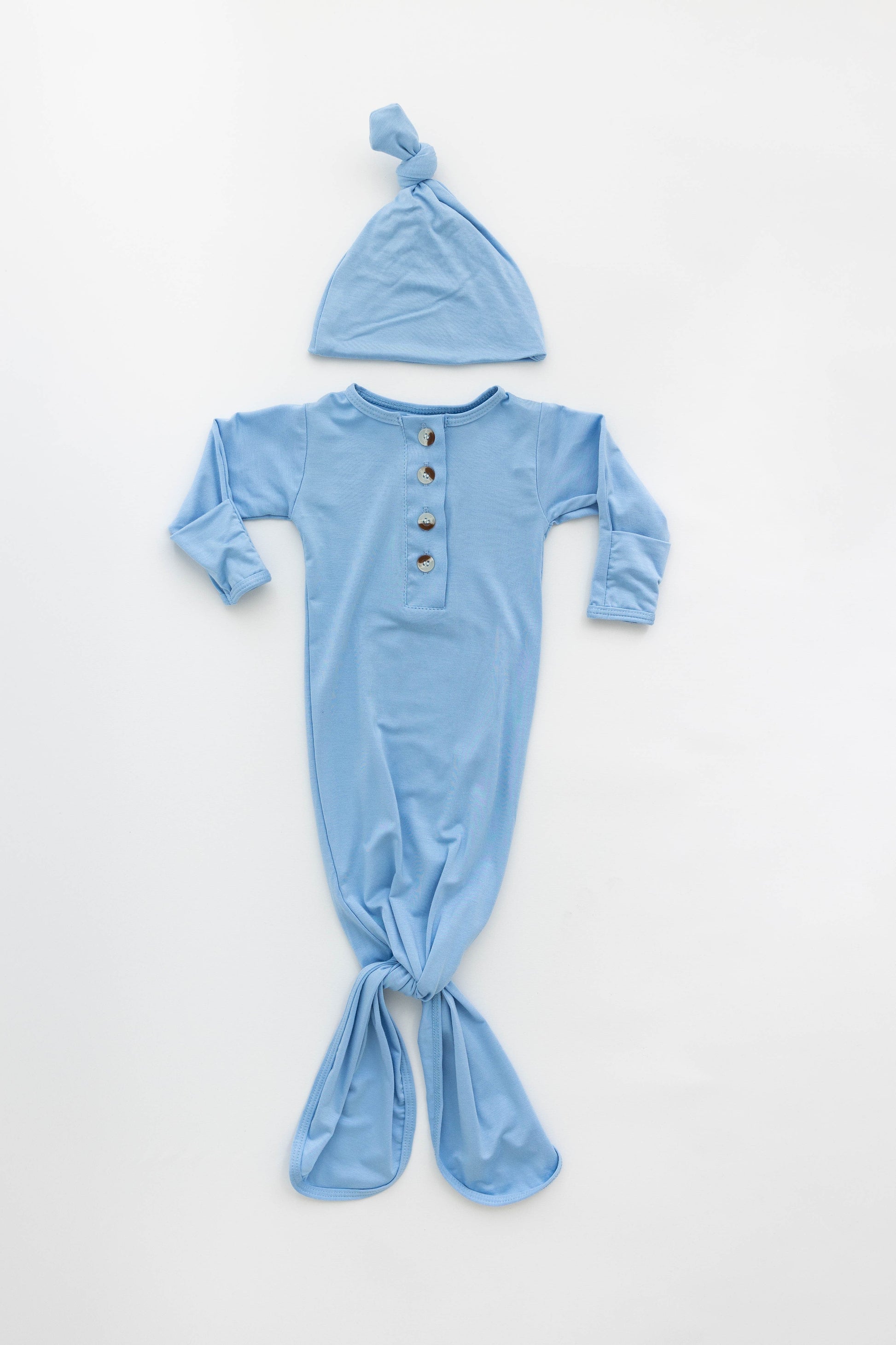 Stroller Society Knotted Gown Set - Baby Blue - Atara & Co