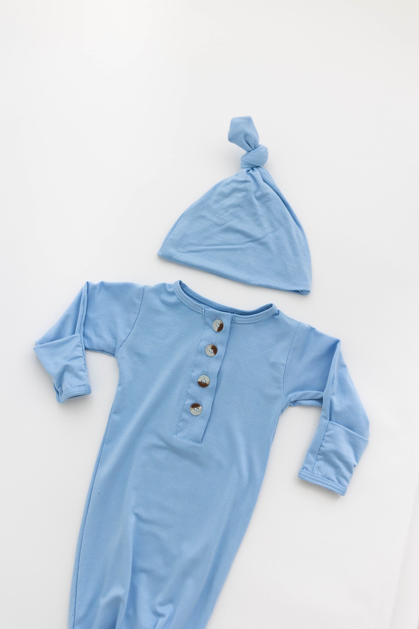 Stroller Society Knotted Gown Set - Baby Blue - Atara & Co