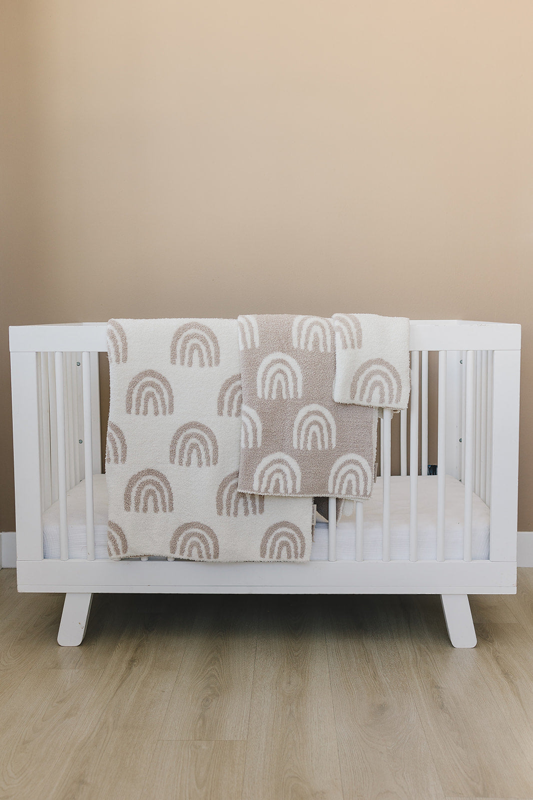 Mebie Baby Plush Blanket - Taupe Rainbow - Atara & Co