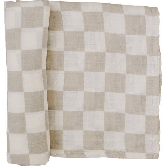 Mebie Baby Muslin Swaddle - Taupe Checkered