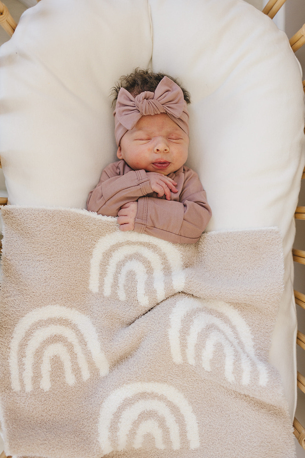 Mebie Baby Plush Blanket - Taupe Rainbow - Atara & Co