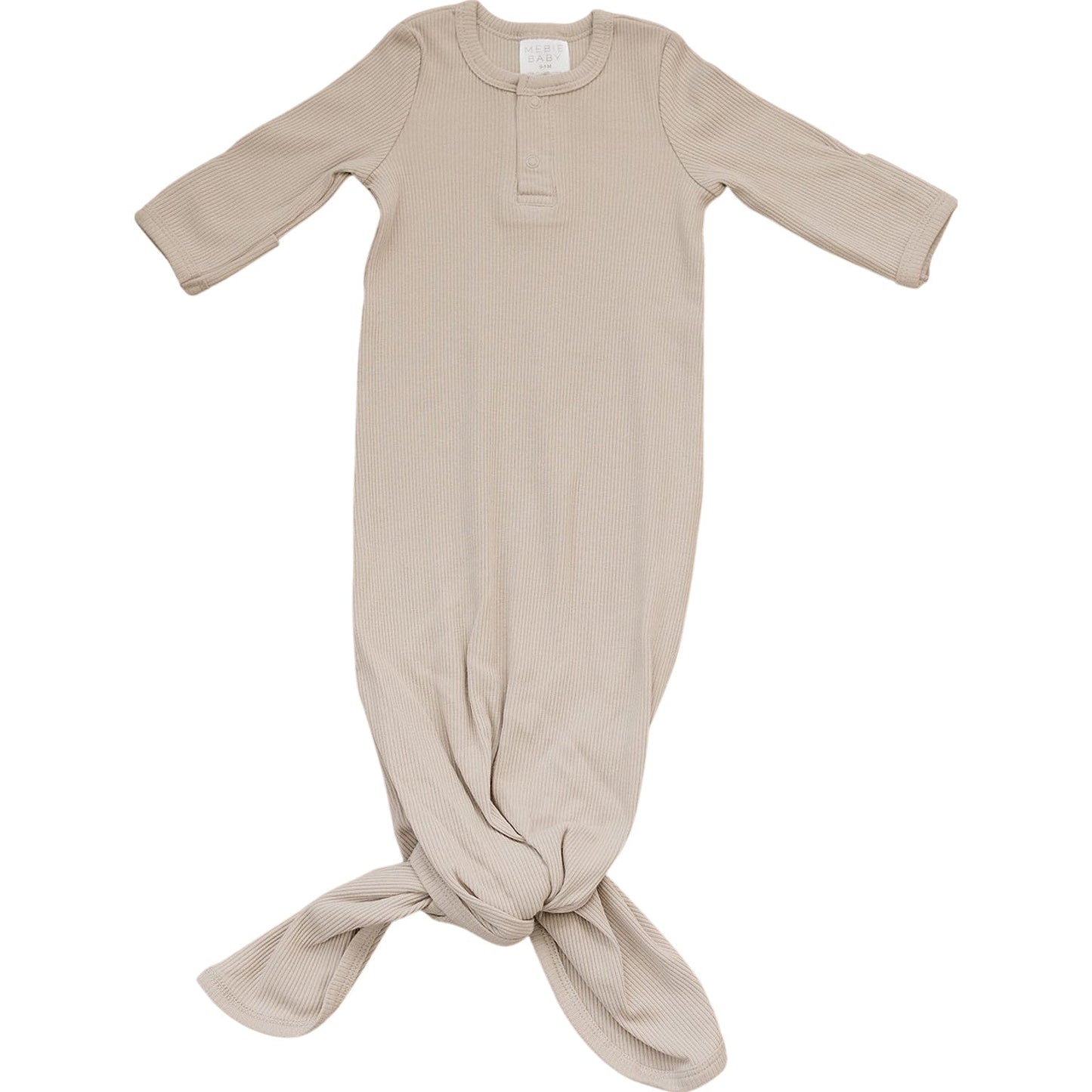 Mebie Baby Ribbed Knot Gown - Oatmeal - Atara & Co