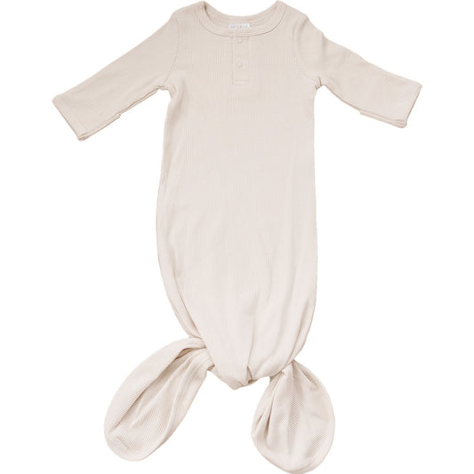 Mebie Baby Ribbed Knot Gown - Vanilla - Atara & Co