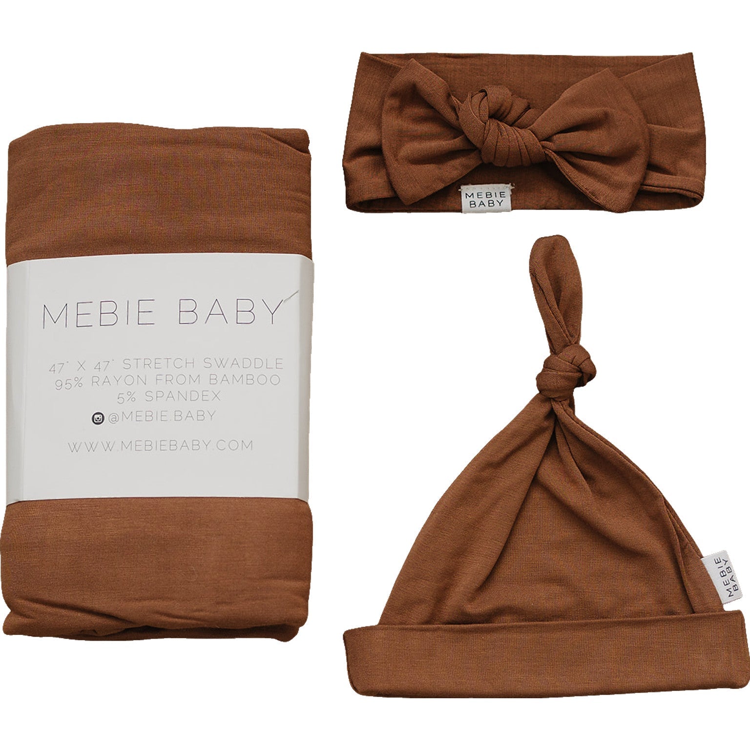 Mebie Baby Swaddle Set - Rust - Atara & Co