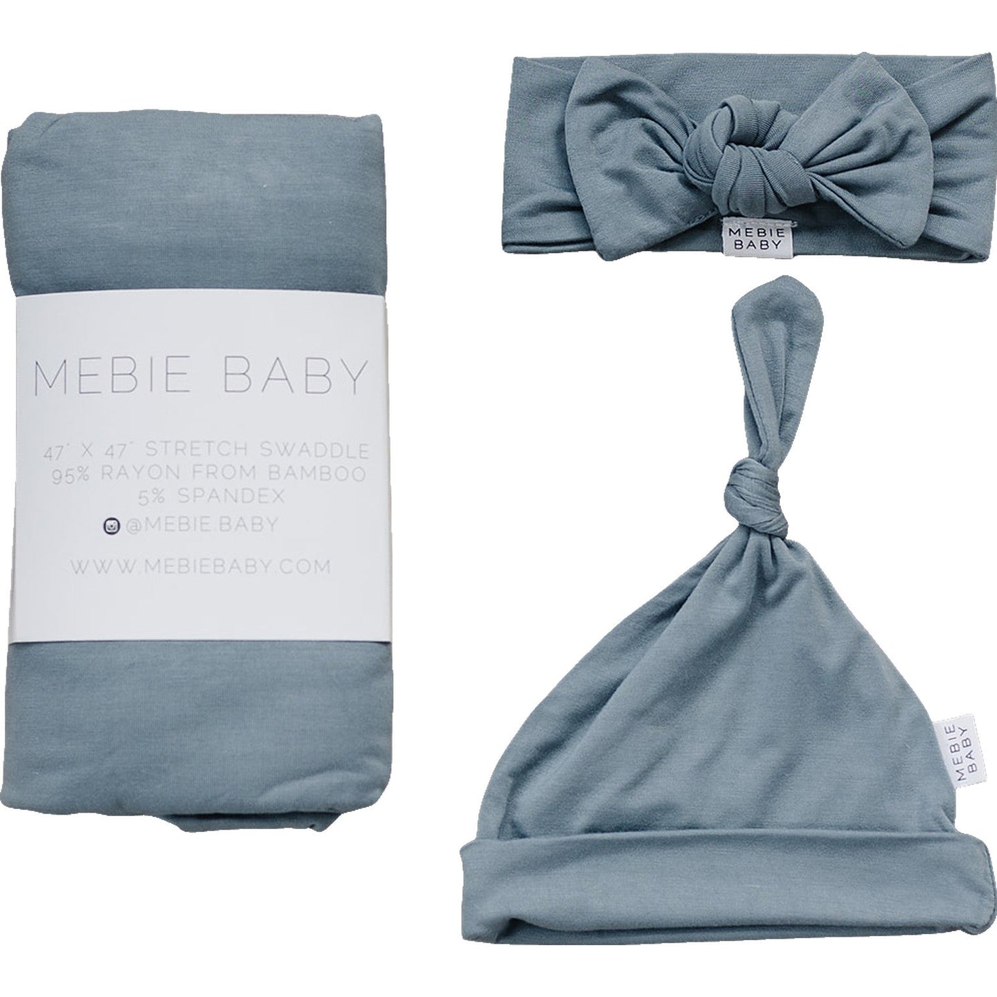 Mebie Baby Swaddle Set - Dusty Blue - Atara & Co