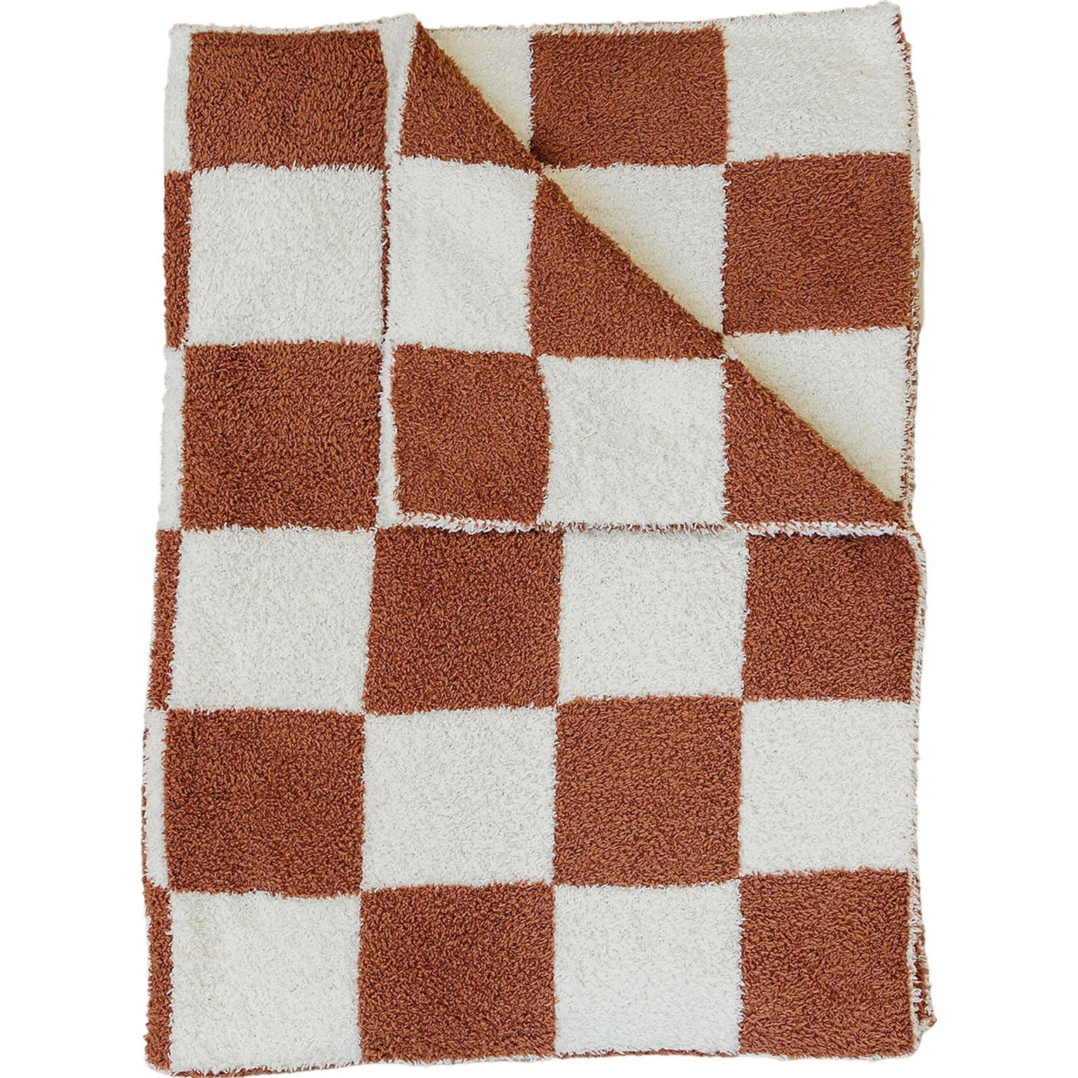 Mebie Baby Plush Blanket - Rust Checkered - Atara & Co