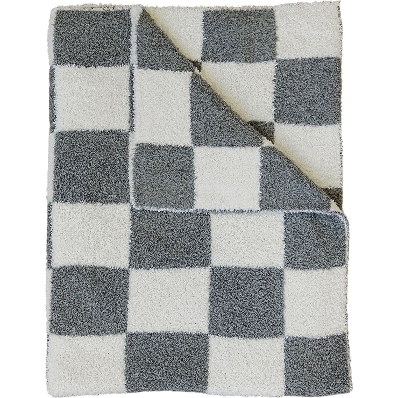 Mebie Baby Plush Blanket - Charcoal Checkered - Atara & Co