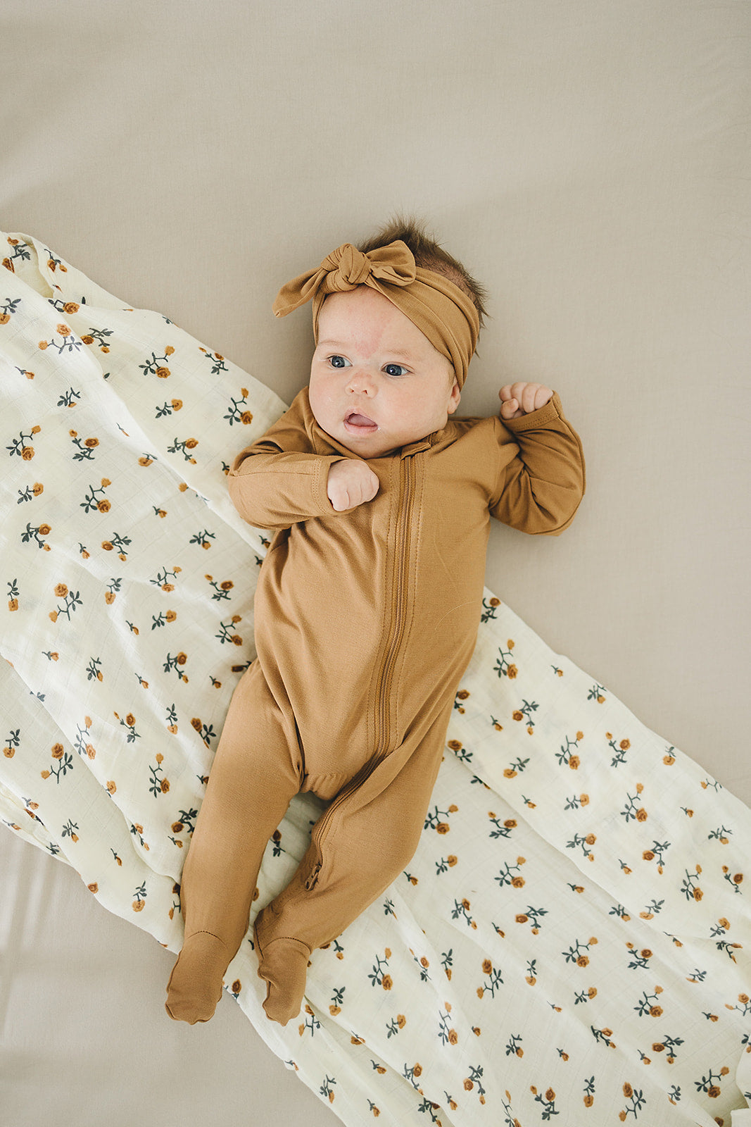 Mebie Baby Bamboo Romper - Mustard - Atara & Co