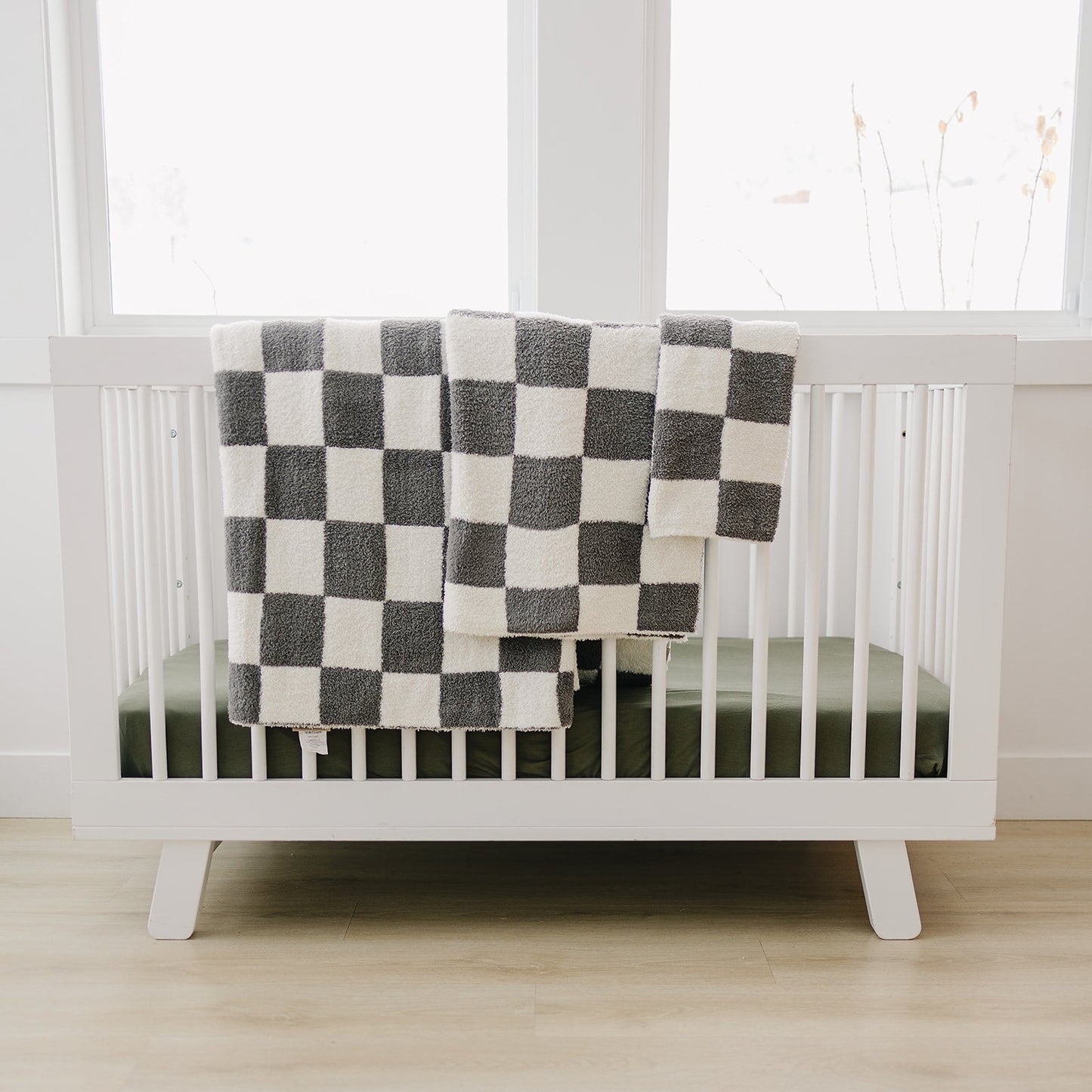 Mebie Baby Plush Blanket - Charcoal Checkered - Atara & Co