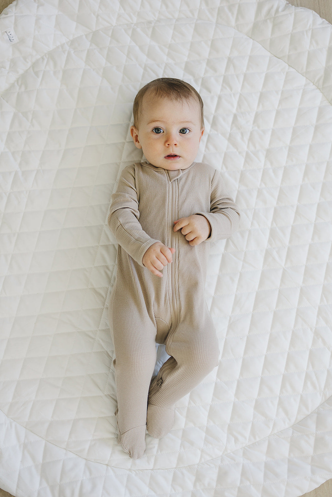 Mebie Baby Ribbed Romper - Oatmeal - Atara & Co