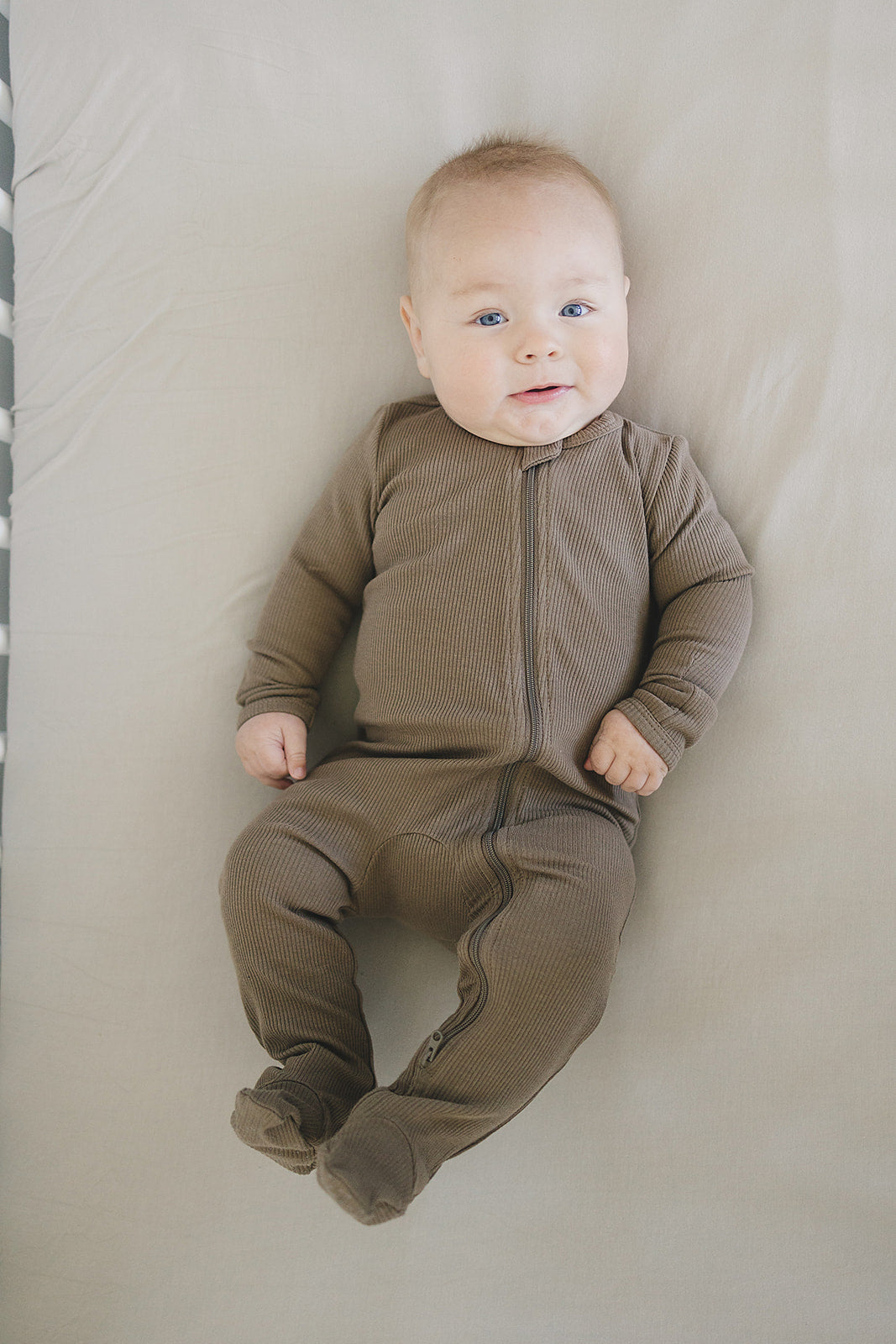 Mebie Baby Ribbed Romper - Cocoa - Atara & Co