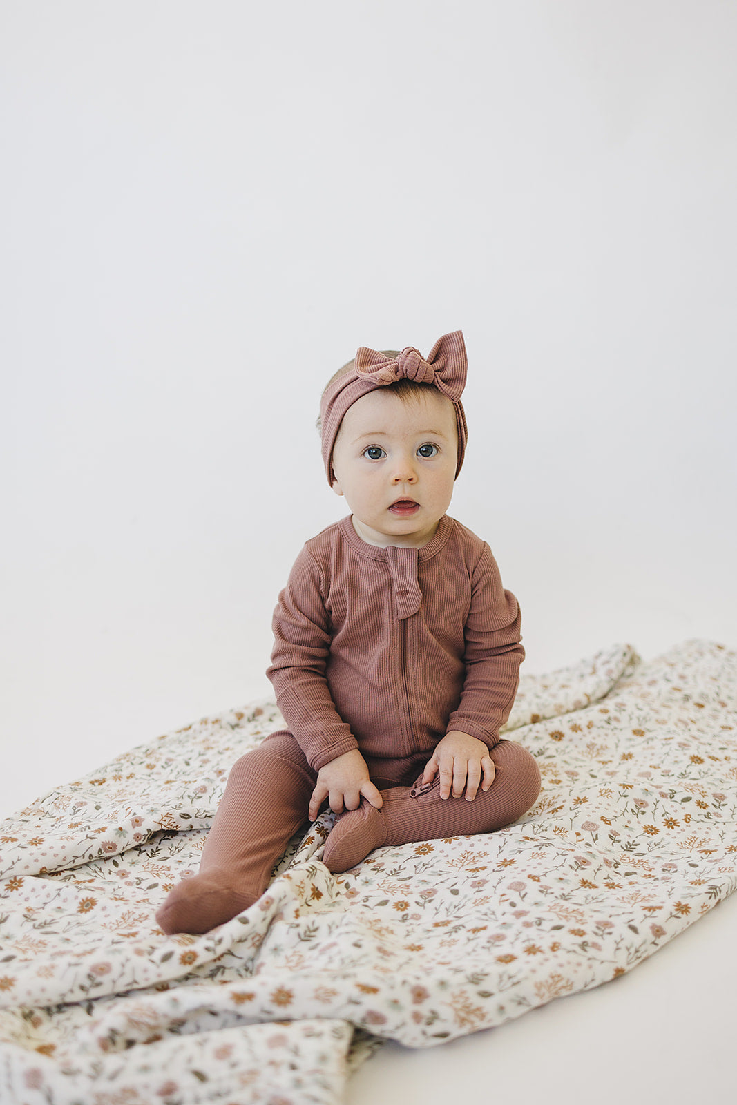 Mebie Baby Ribbed Romper - Dusty Rose - Atara & Co