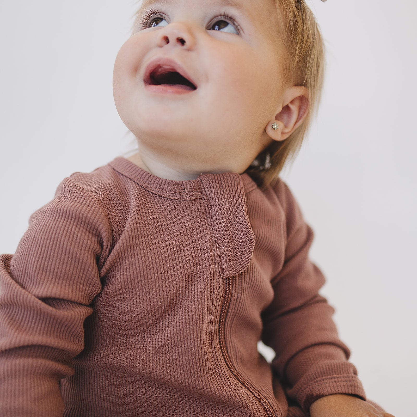 Mebie Baby Ribbed Romper - Dusty Rose - Atara & Co