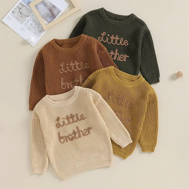 'Little Brother' Embroidered Knit Sweater - Atara & Co