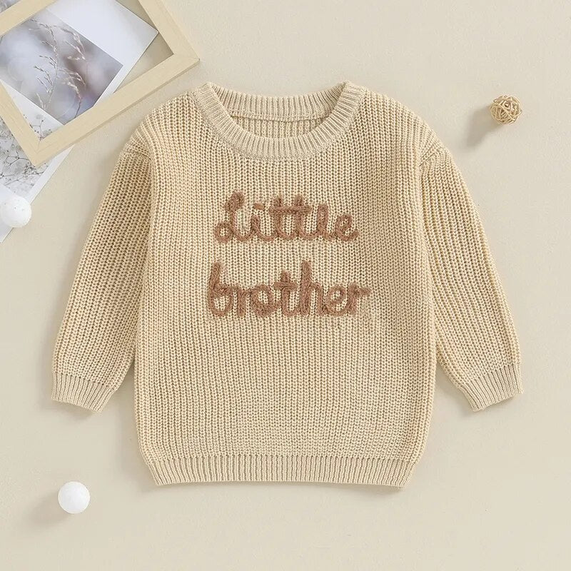 'Little Brother' Embroidered Knit Sweater - Atara & Co