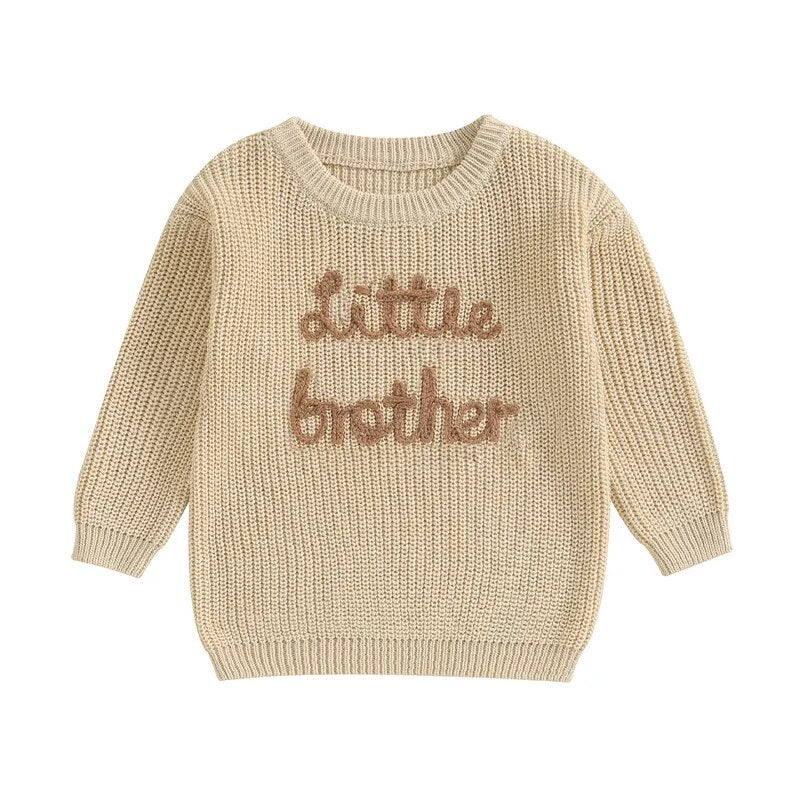 'Little Brother' Embroidered Knit Sweater - Atara & Co