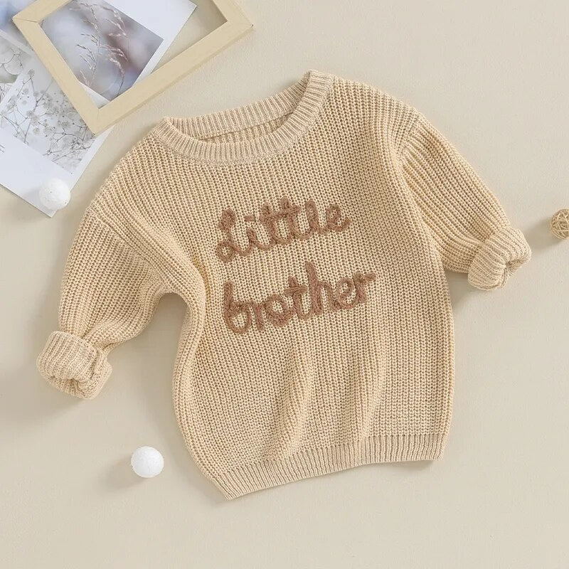 'Little Brother' Embroidered Knit Sweater - Atara & Co