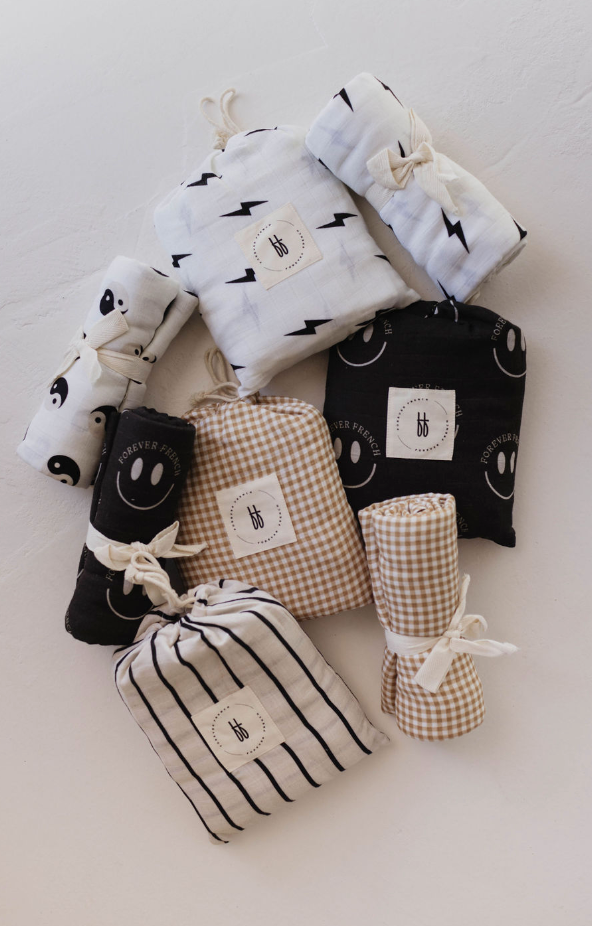 Forever French Muslin Swaddle - Lightning Bolt - Atara & Co