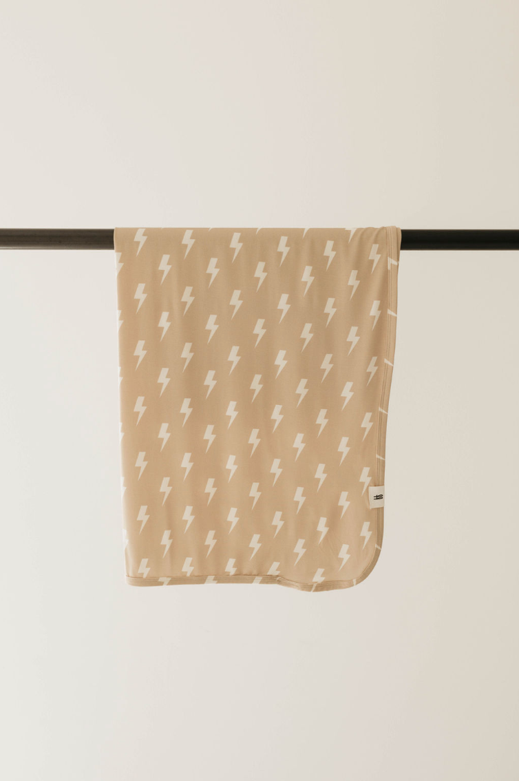 Forever French Bamboo Swaddle - Tan & Cream Lightning Bolt