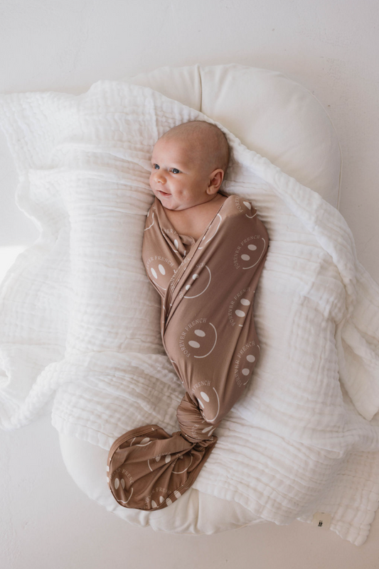 Forever French Bamboo Swaddle - Clay FF Smile - Atara & Co