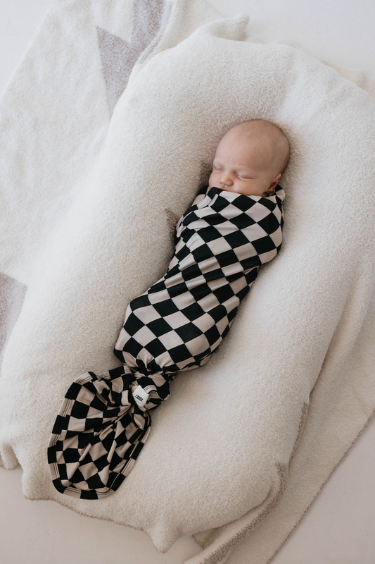 Forever French Bamboo Swaddle - Black Checkerboard - Atara & Co