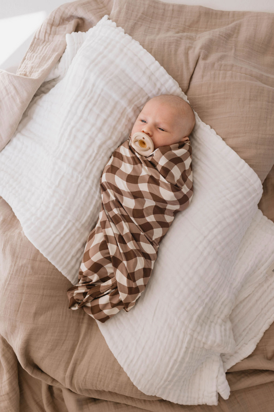 Forever French Bamboo Swaddle - Groovy Gingham - Atara & Co