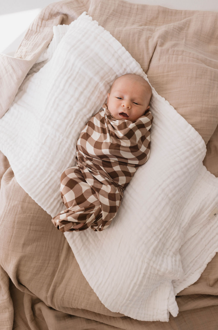 Forever French Bamboo Swaddle - Groovy Gingham - Atara & Co