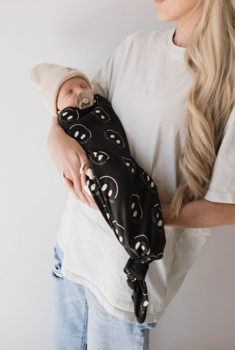 Forever French Bamboo Swaddle - FF Smile Charcoal - Atara & Co