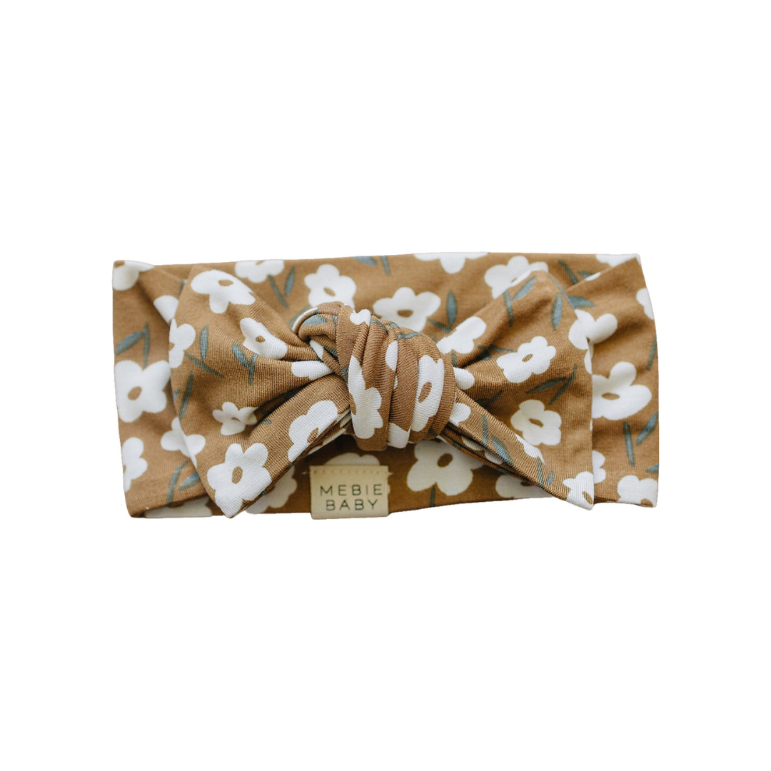 Mebie Baby Bamboo Head Wrap - Mustard Floral - Atara & Co