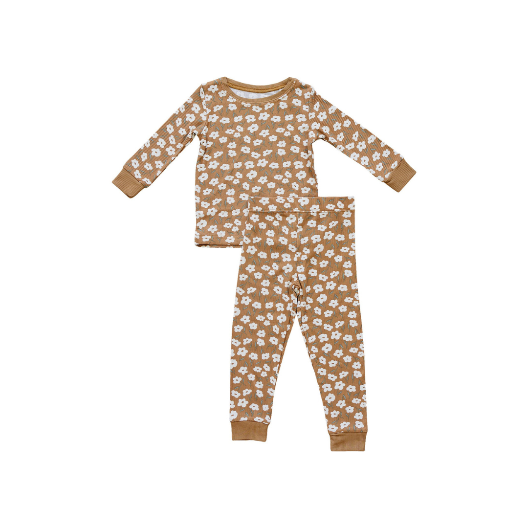 Mebie Baby Bamboo Cozy Set - Mustard Floral - Atara & Co