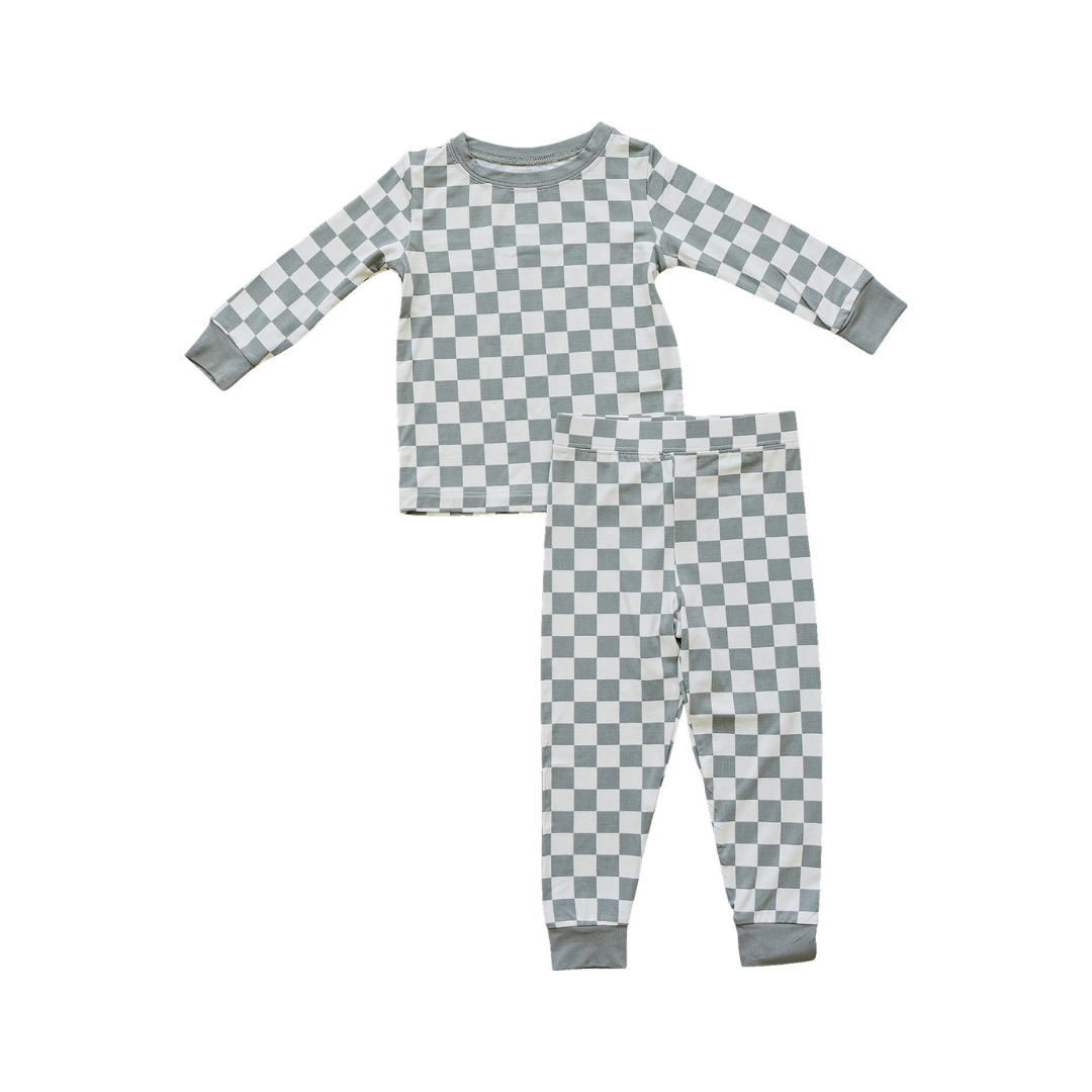 Mebie Baby Bamboo Cozy Set - Light Green Checkered - Atara & Co