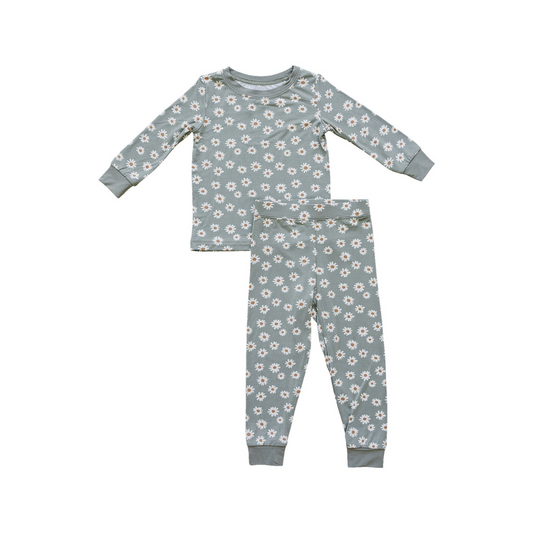 Mebie Baby Bamboo Cozy Set - Light Green Daisy - Atara & Co