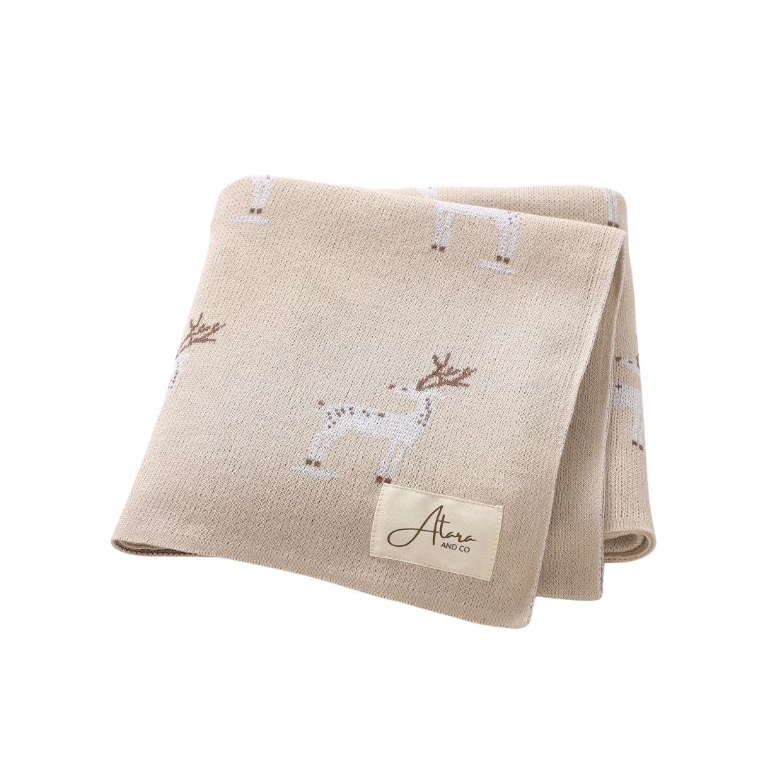 Soft Knitted Baby Blanket - Deer