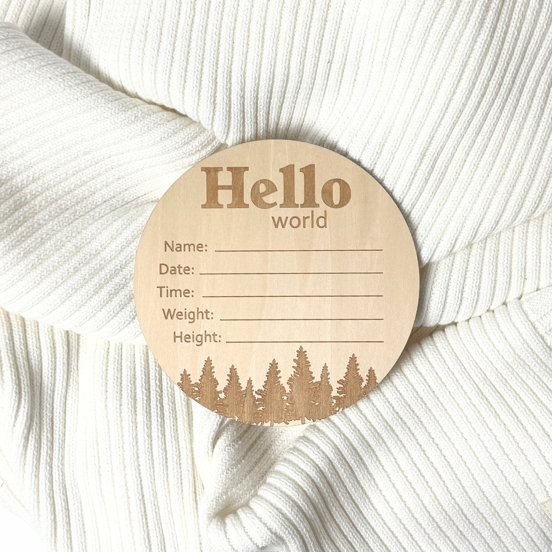 Hello World Newborn Wood Sign (6 Inches)