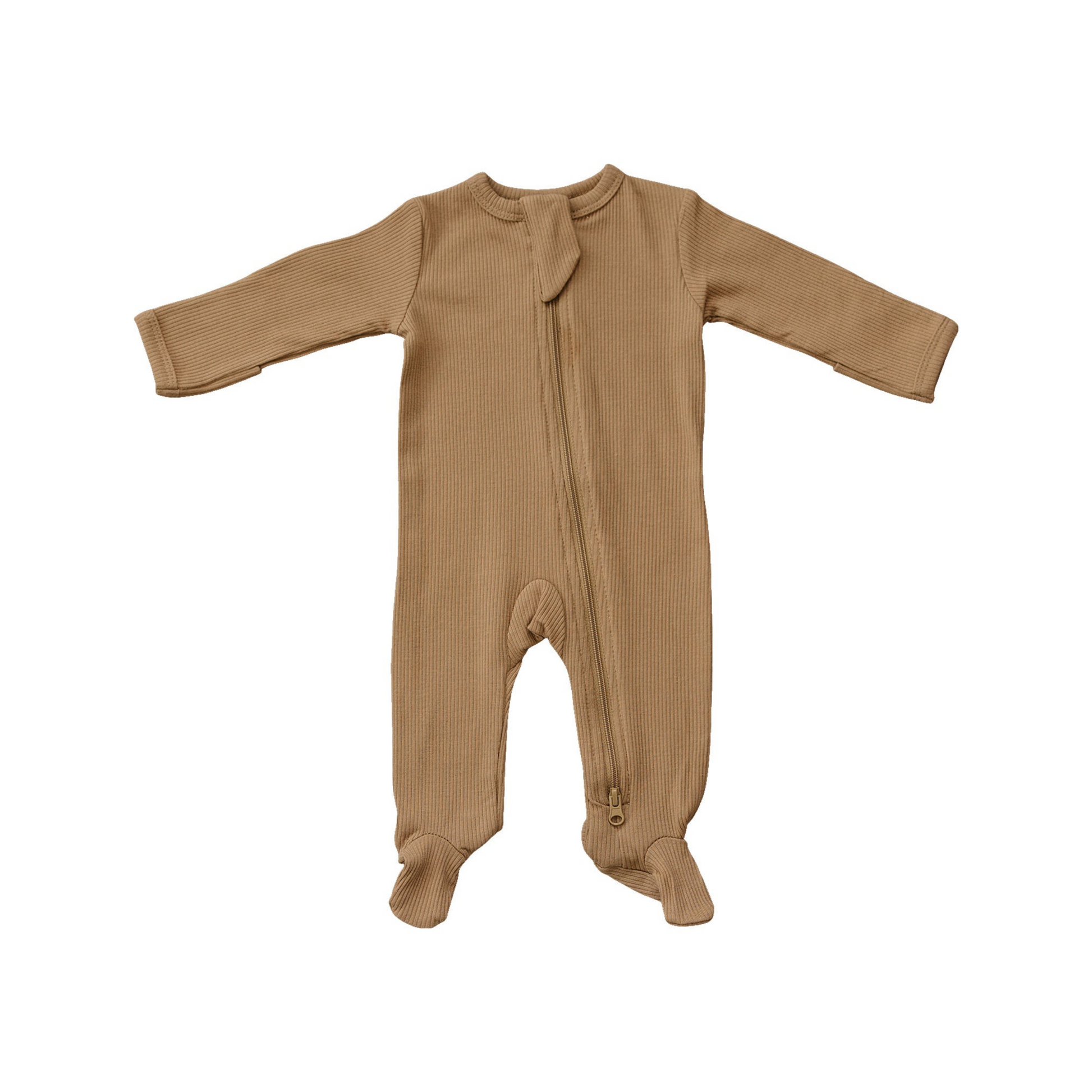 Mebie Baby Ribbed Romper - Cafe - Atara & Co