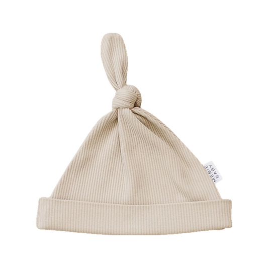 Mebie Baby Ribbed Knot Hat - Oatmeal - Atara & Co