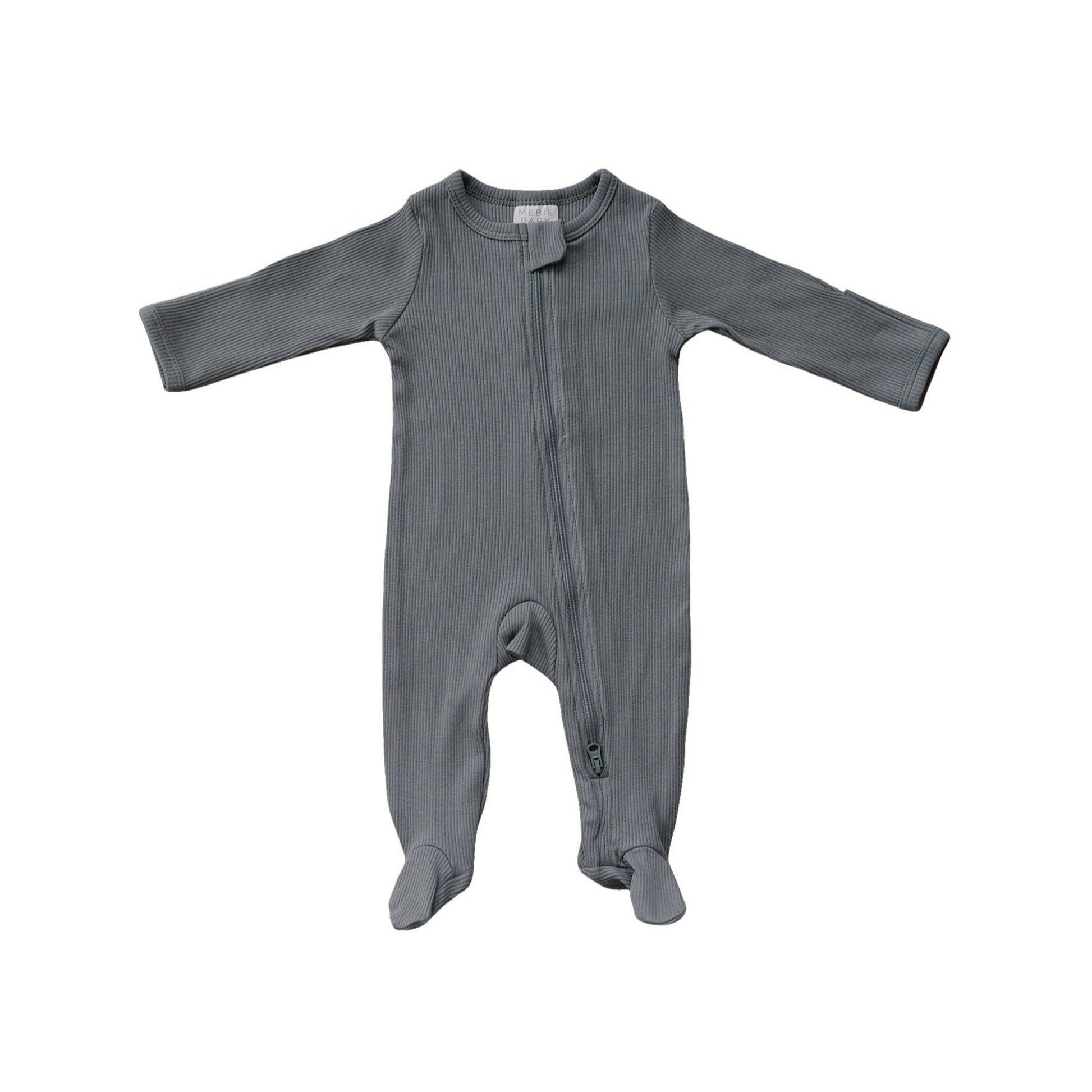 Mebie Baby Ribbed Romper - Grey - Atara & Co