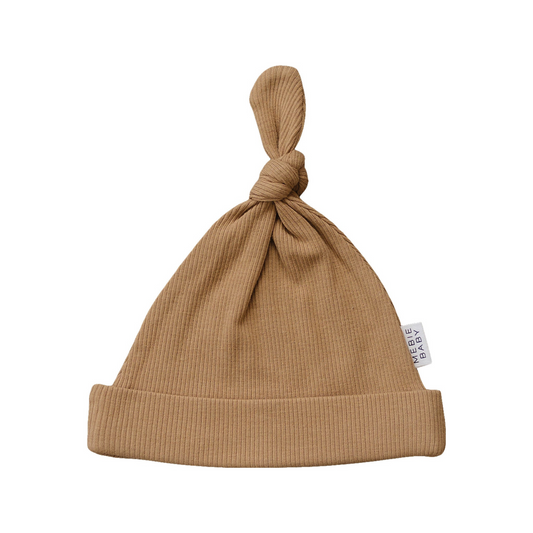 Mebie Baby Ribbed Knot Hat - Cafe - Atara & Co