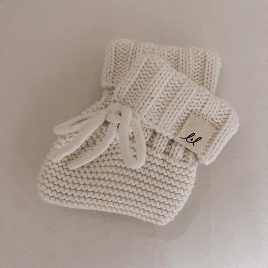 Luna + Luca Organic Booties - White - Atara & Co