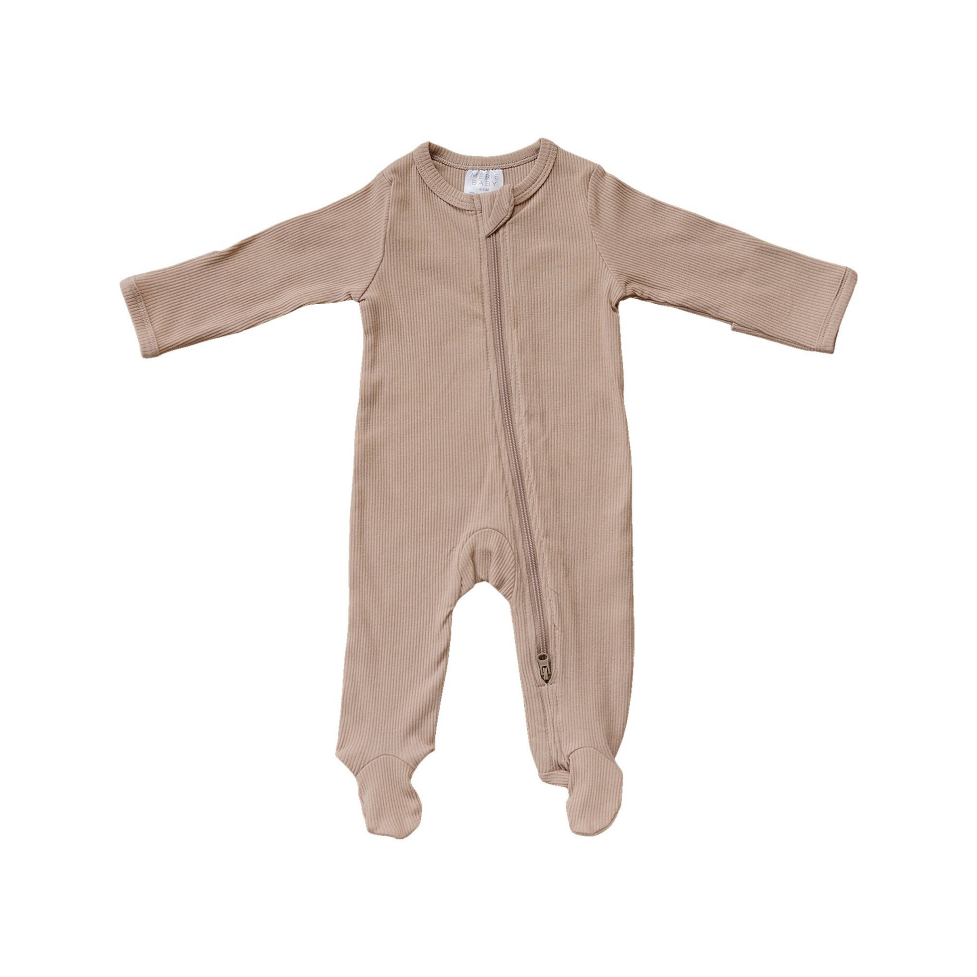 Mebie Baby Ribbed Zipper - Pale Pink - Atara & Co