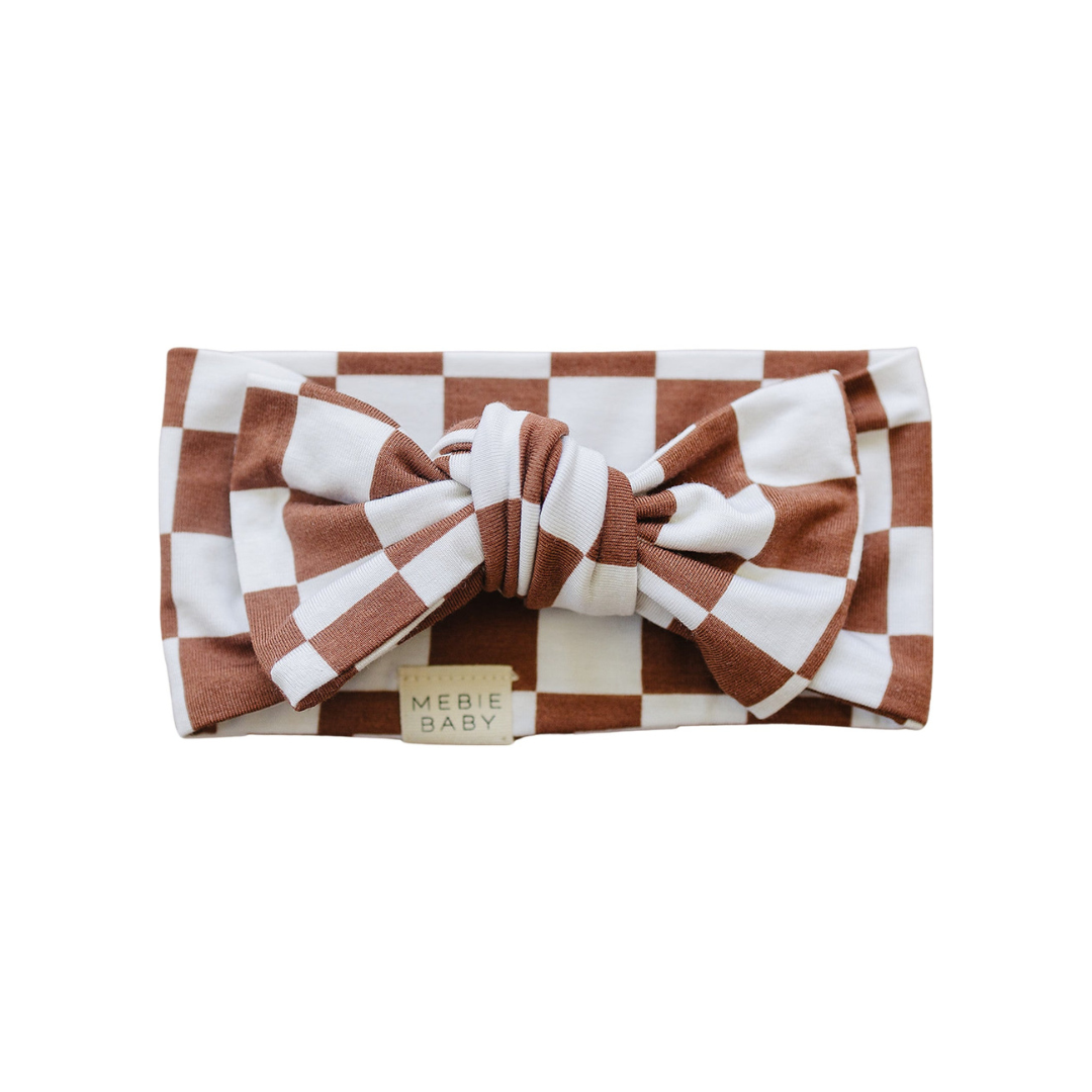 Mebie Baby Bamboo Head Wrap - Rust Checkered - Atara & Co